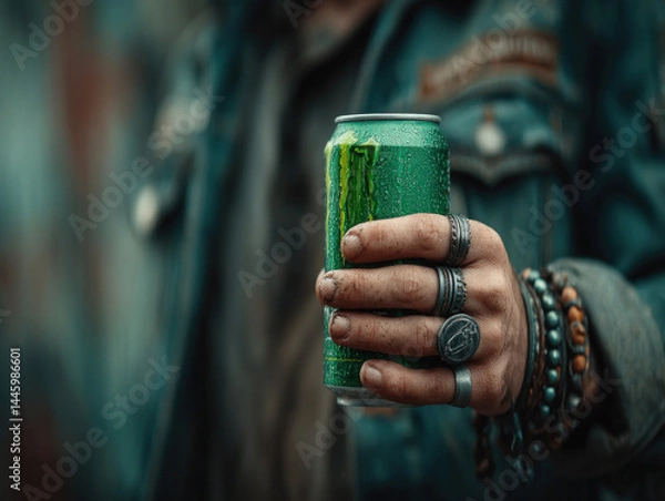 Fototapeta Rough Hands, Iced Drink.