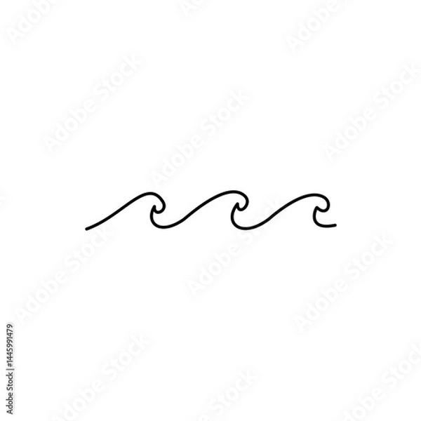 Obraz Wave sea line doodle. Hand drawn sketch water wave
