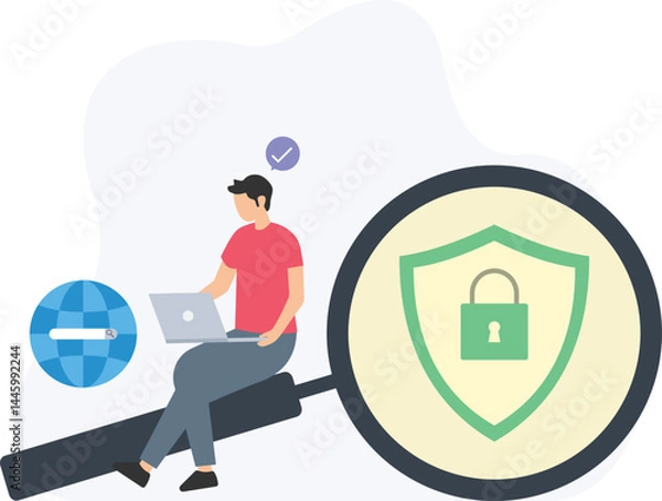 Fototapeta Secure search or privacy-focused search, encrypted search results or secure browsing, anonymous search or privacy protection, search engine security or safe web browsing, data privacy or protection du