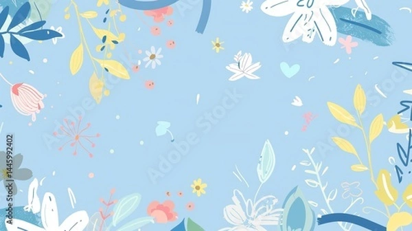 Fototapeta Light Blue Cartoon Anime Style Background: A Delightful Fusion of Whimsy and Visual Charm