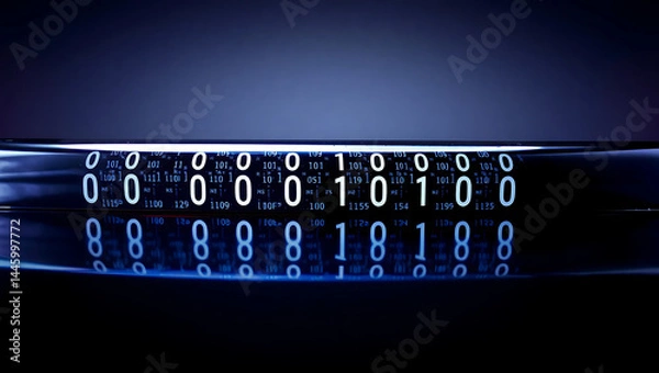 Fototapeta Illuminated Binary Code: Futuristic Data Visualization with Sleek Modern Technology Aesthetics