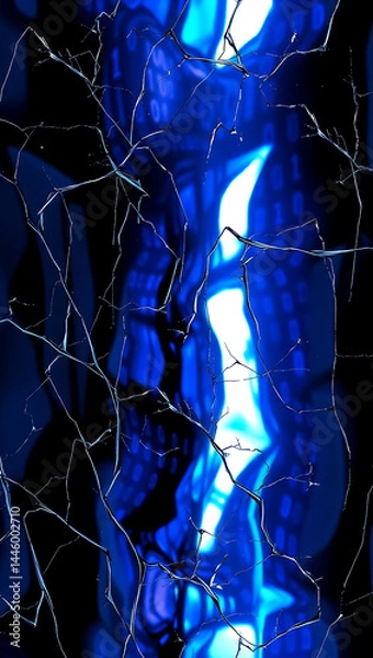 Fototapeta Blue Abstract Fractal Patterns: Digital Fluid Art with Vibrant Light and Texture