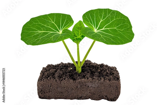 Fototapeta Vibrant Green Seedling Sprouting from Dark Soil