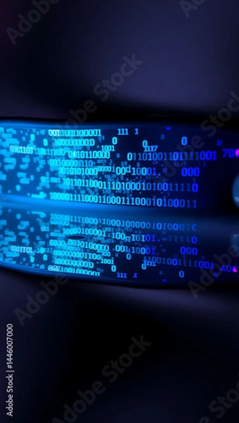 Fototapeta Futuristic Cyber Interface: Abstract Blue Glowing Digital Patterns and Data Scanning for Secure Network Analytics