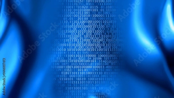 Fototapeta Abstract Luminous Digital Code Visualization - Vibrant Blue 3D Cyber Security Background Pattern