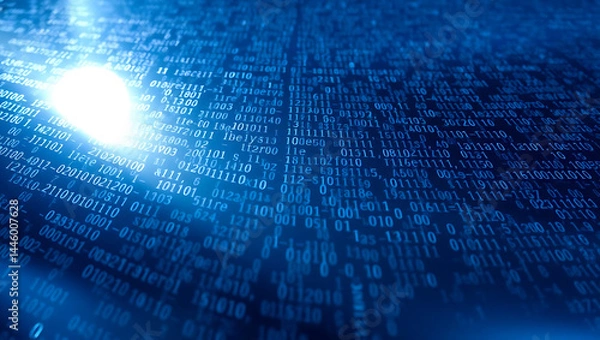Fototapeta Innovative Digital Data Network Background: Abstract Blue Code Visualization and Analytics for Modern Technology and Cybersecurity