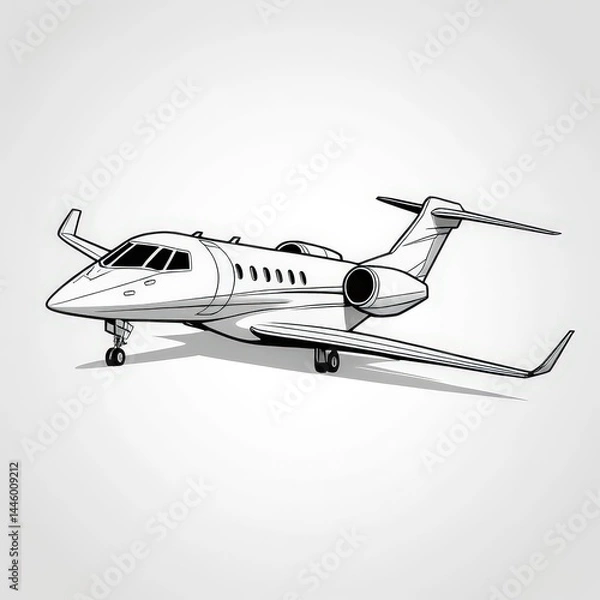 Fototapeta Elegant private jet ready for takeoff on a clear day, showcasing its sleek design and modern features in a professional setting