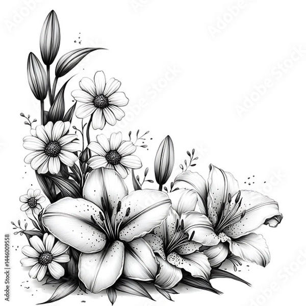 Obraz Realistic daisy and lily artwork high resolution image