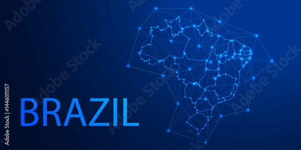 Obraz Brazil map in vibrant low poly style, modern geometric design perfect for creative projects.