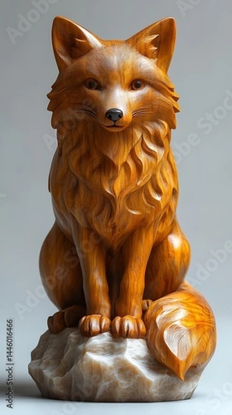 Fototapeta Rustic fox figurine displayed in nature high resolution image
