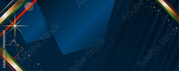 Fototapeta Abstract gold background luxury dark deep noble blue and golden line template premium vector