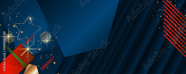 Fototapeta Abstract gold background luxury dark deep noble blue and golden line template premium vector