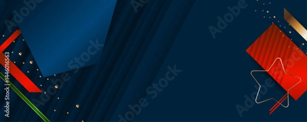 Fototapeta Abstract gold background luxury dark deep noble blue and golden line template premium vector
