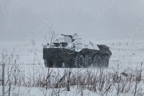 Fototapeta Infantry fighting vehicle in the snow