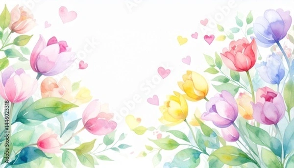 Obraz watercolor spring flowers background