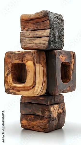 Obraz Wooden cube puzzle with rustic finish high resolution image