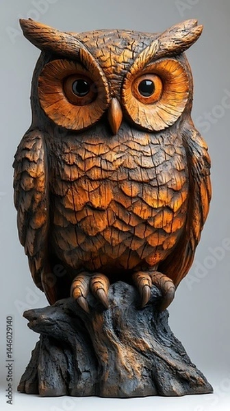 Obraz Wooden owl artwork for wall decor high resolution image