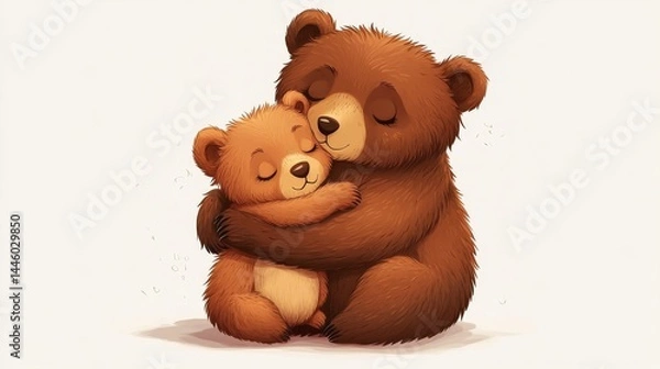 Obraz Two Bears Hugging: A Sweet Illustration