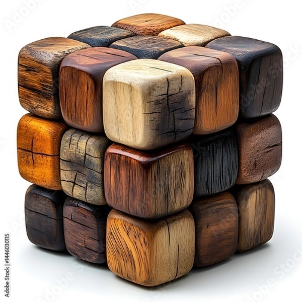 Obraz Wooden puzzle with aged cube texture high resolution image