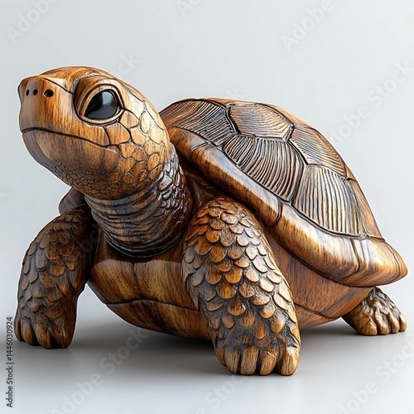Obraz Wooden turtle with fine carved details high resolution image