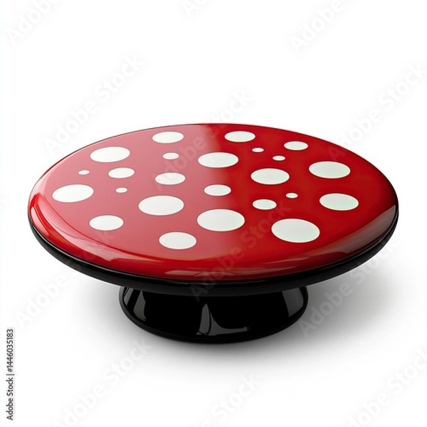 Fototapeta Red round cake stand with white polka dots