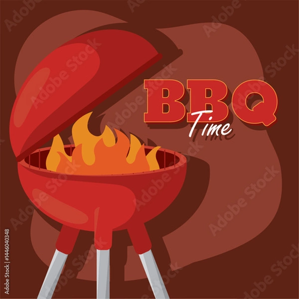 Fototapeta Grill with flame design. Vector