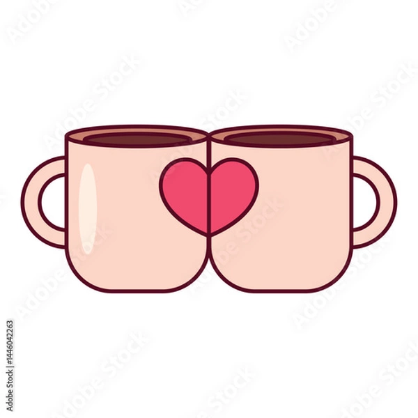 Obraz Couple coffee mugs. Vector