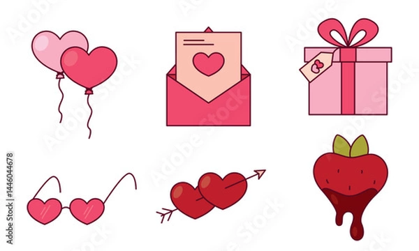 Obraz Colorful romantic set. Vector