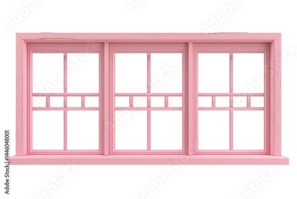 Fototapeta Pink Cute Retro Windows Frame – Vintage Style Window with Soft Pink Color and Charming Aesthetic Isolated on White Background