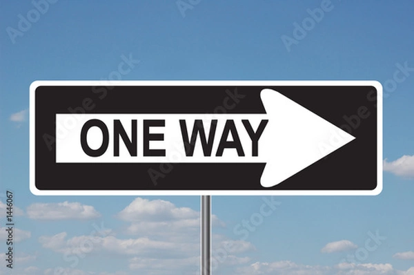 Fototapeta one way traffic sign with clouds