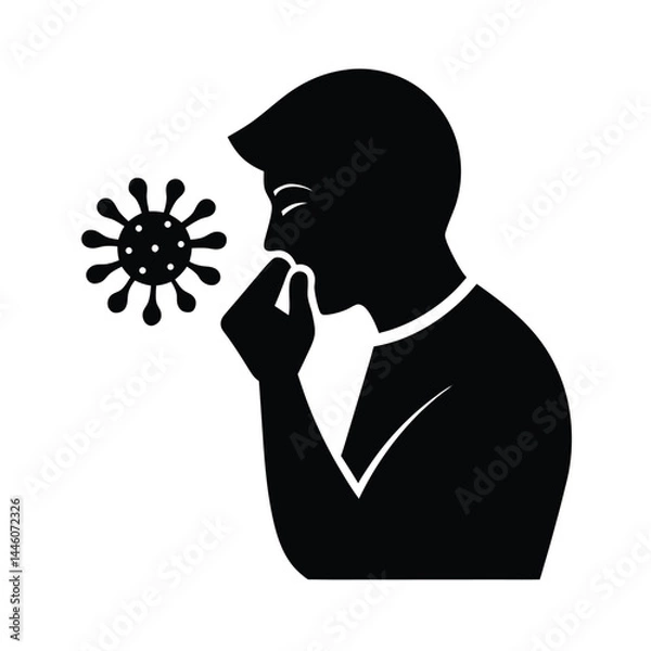 Obraz Sneezing Man Virus Icon Silhouette