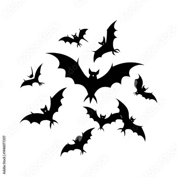 Obraz Bats Flying in Circle on Transparent Background
