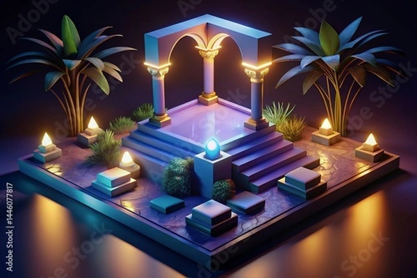 Obraz Luxurious 3D Render Mystical Shrine Platform