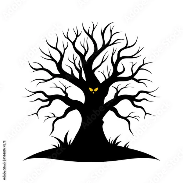 Obraz Haunted Tree Silhouette on Transparent Background