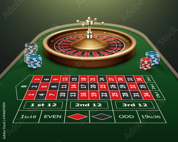 Obraz Stół i koło do ruletki