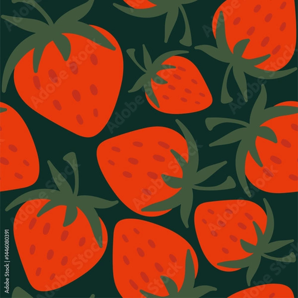 Fototapeta seamless vector pattern with strawberries