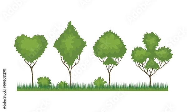 Fototapeta Trees in the shape of card suits from the royal garden. Alice in Wonderland