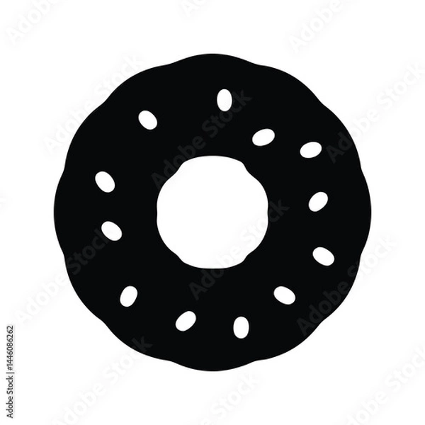 Fototapeta Silhouette of a Chocolate Frosted Donut with Sprinkles on White Background