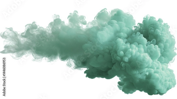 Obraz Abstract teal smoke effect isolated on white transparent background