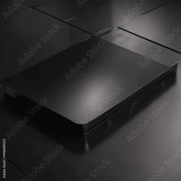 Fototapeta Deep black, mirror-like aluminum surface  Highly polished, reflective metallic texture , material, background, mirror