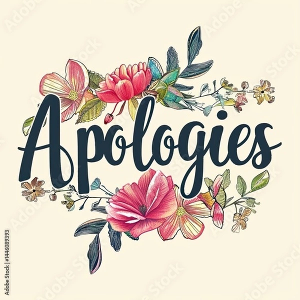 Fototapeta Expressions of regret captured in floral elegance on a serene light backdrop