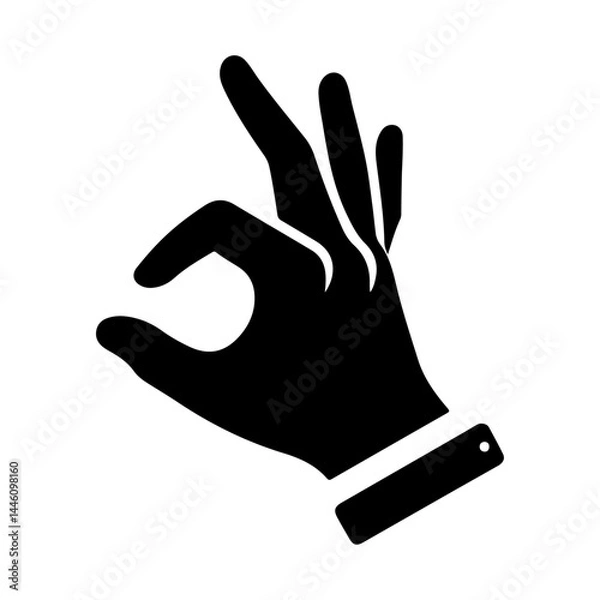 Fototapeta AI Generated Hand Vector Silhouette Isolate White Background