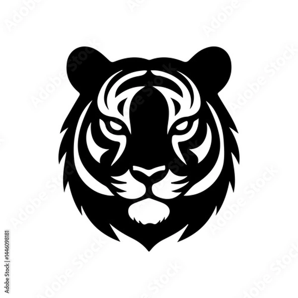 Fototapeta AI Generated Tiger Head Vector Silhouette Isolate White Background