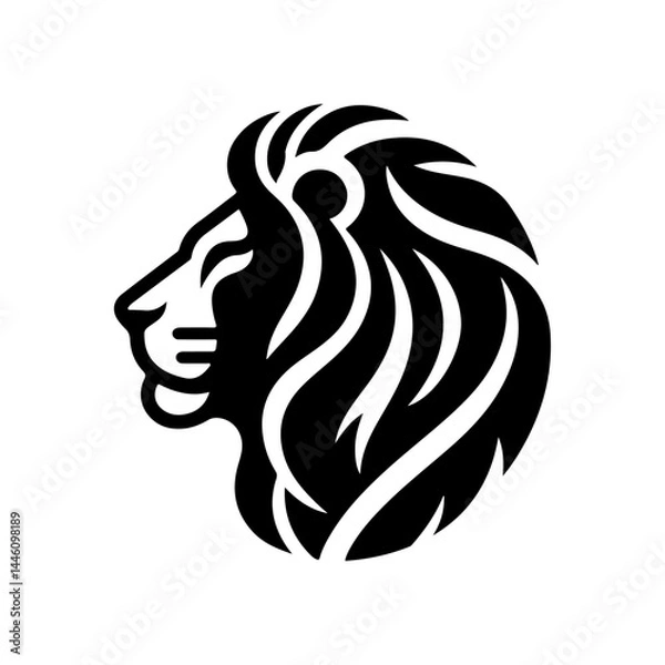 Fototapeta AI Generated Lion Head Vector Silhouette Isolate White Background