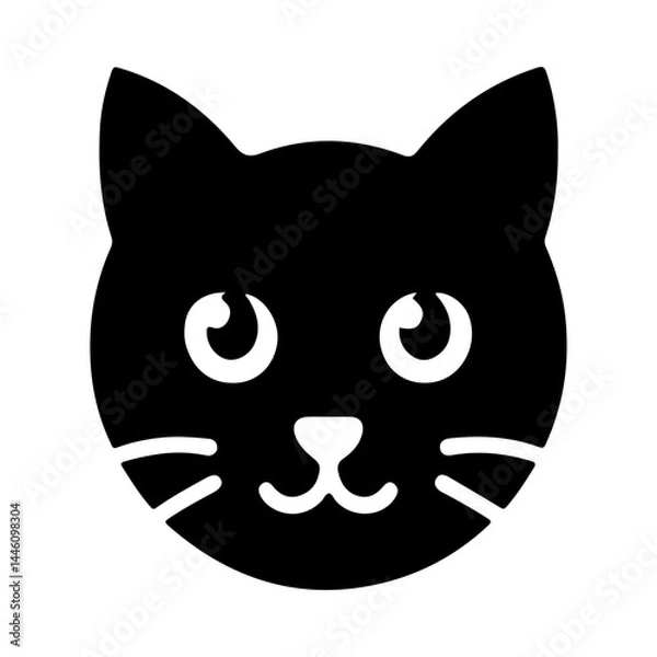 Fototapeta AI Generated Cat Head Vector Silhouette Isolate White Background