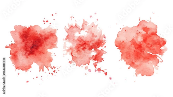 Fototapeta Splash brush red watercolor isolated on white background. Set of watercolor circles red, Colors watercolor paint stains vector backgrounds.