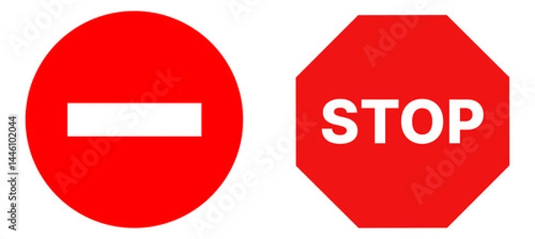 Fototapeta STOP sign set. Red stop roadsign.

