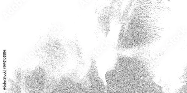 Fototapeta Abstract stippling texture with dusty waves and blurred grain dissolve. Monochrome spray pattern in soft organic motion. Vector illustration