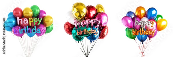 Obraz Colorful party balloons Happy Birthday isolated on transparent background