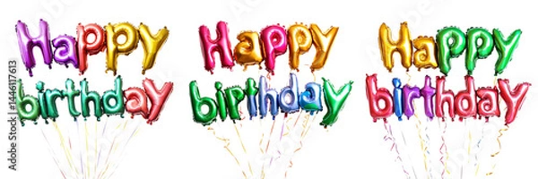 Obraz Colorful party balloons Happy Birthday isolated on transparent background